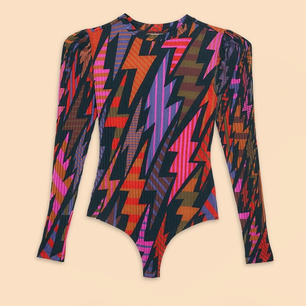 FARM Rio Multicolor Lightning Geometric Bodysuit